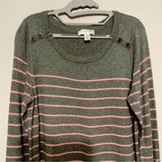 motherhood large long sleeve striped knit maternity long line sweater top