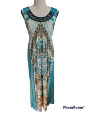 Style & Co Size M Maxi Blue Boho Sleeveless Dress