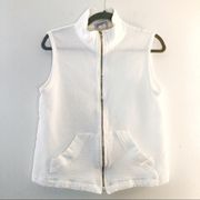 Fresh Produce Vest Vintage White Zip Up Textured Sz M EUC w/ Pockets