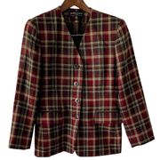 Vintage 100% Wool Plaid Blazer Jacket Collegiate Preppy Old Money size 8P MP