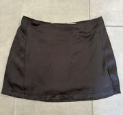 Black Satin Mini Skirt 