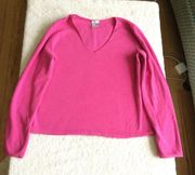 Pink Fleece V-neck Y2K Pullover - Sz Medium