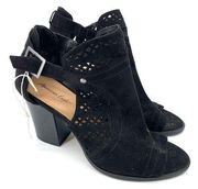 American Eagle Black Open Toe Wedge Suede Heeled Booties Size 10