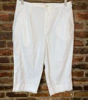 Liz Claiborne Vintage White Lace Trimmed Capri Cropped Pants Women's Size 16