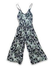 Derek Heart Jumpsuit Palm Print Vneck Sleeveless Crinkle