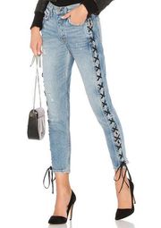 GRLFRND Women's Denim Karolina Lace Up High-Rise Jeans in Imperial Wash - 29