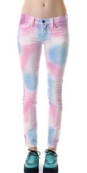 Wildfox Marianne Velvet Skinny Pants In My Mind Colorful Tie Dye Size 23 New