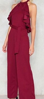 Ruffled Burgundy Jumpsuit