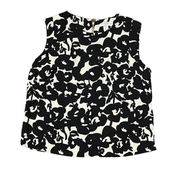 Katherine Barclay Women's Sleeveless Career Blouse Top Floral Black White Small