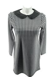 Alison Andrews Women’s Houndstooth Print Long Sleeve Fitted Dress Large