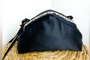 Vince Camuto clutch issey Black Satin Jewel trimmed purse new with tags