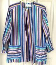 Christian Dior Separates Women’s Striped multi color wood Button Cotton Jacket