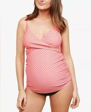 Beach Bump Pink Polka Dot Tankini - Size Large Maternity