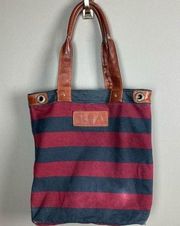 Abercrombie & Fitch rugby tote vintage with leather handles navy & maroon