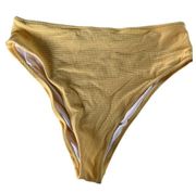 Shade & Shore Bikini Bottoms Women's Medium Yellow Textured High Rise Swimsuit