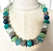 NY collection chunky blue beaded statement necklace