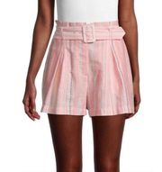Parker Carlo Striped Pink & White Paperbag High Rise Shorts Size 6