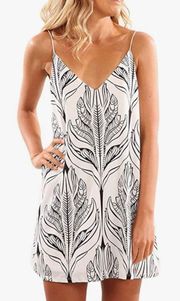 Sidefeel Women V Neck Halter Printed Casual Strap Dress Medium White