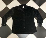 Vintage L. L. Bean Black Cotton Corduroy Ribbed Button Down Chore Blouse size L