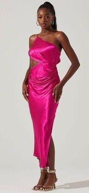 ASTR the Label Marissa Satin Halter Cut Out Midi Dress - Pink S