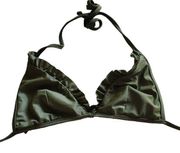 Lucy Love olive green ruffle swim top size medium