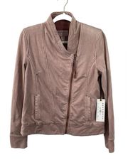 NWT Marrakech Anthropologie Hannah Pink Faux Suede Moto Jacket Size Small