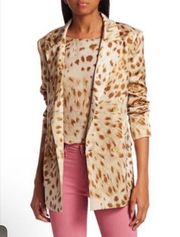 L’AGENCE Taryn Leopard Print Silk Caramel Blazer Size 8 New With Tags