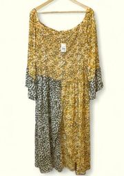 CATO Tropical Escape NEW Golden Glow, long line, animal print dress size 26/28