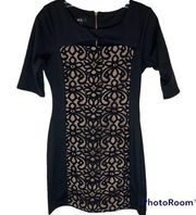 BCX Mini Black Nude Patterned Dress. Size 0/1