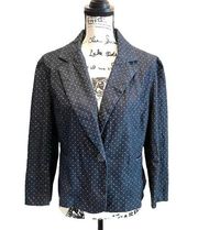 Cynthia Rowley Denim Chambray Blue Jean Blazer Jacket Size XL Polka Dot Cropped