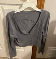 Cropped Henley Long Sleeve Shirt