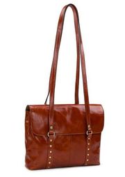 Patricia Nash Amersham Leather Messenger Bag Cinnamon