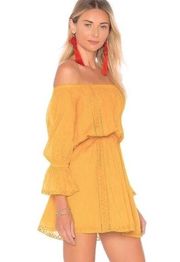 Luna off shoulder mini dress ginger gold