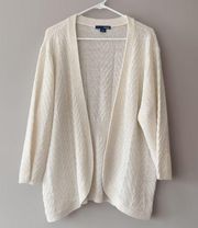 Basic Editions Women’s Cream Gold Accents Open Front Cardigan Sweater Size XXL