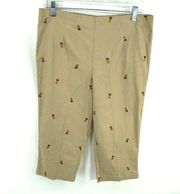 Pineapple embroidered Capri pants khakis White Stag 10 high waist flat front EUC