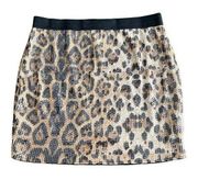 NEW Leopard Print Sequins Mini Skirt