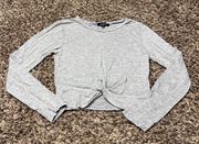 Heather Grey Cropped Long Sleeve Top