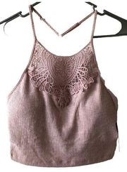 SO Ribbed Crocheted Cami With Bra Size XXL Juniors Stretch Women New