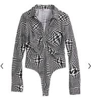 SO Long Sleeve Swirled Collared Bodysuit