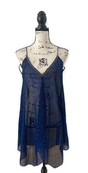 one size blue sheer swim coverup dress