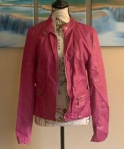Black Rivet Faux Leather Pink Jacket