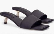 New Good American Women's Black Satin Kickstand Slide Sandal Mules Size 9.5