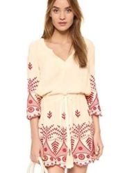 Misa Serene red embroidered cream mini dress XS