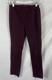 Theory Red Maroon Navalane Casual Stretch Velvet Pant Trousers Size 2