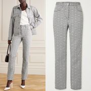 Givenchy 4G Mid Waist Jacquard Ankle Crop Pant in White