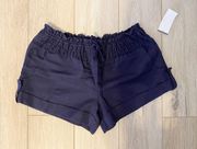 NWT  navy linen elastic waist shorts