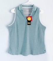 NWT  MATTR Sprinter Sleeveless Polo Teal Heather Tee UPF 30 Style 599252