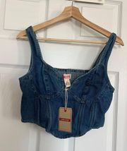 Denim Cropped Corset Top 