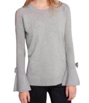 KARL LAGERFELD | Gray long cold shoulder bell sleeve sweater with bows S
