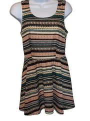 Teeze Me Colorful Stripe Aztec Print Fit & Flare Dress Size 3